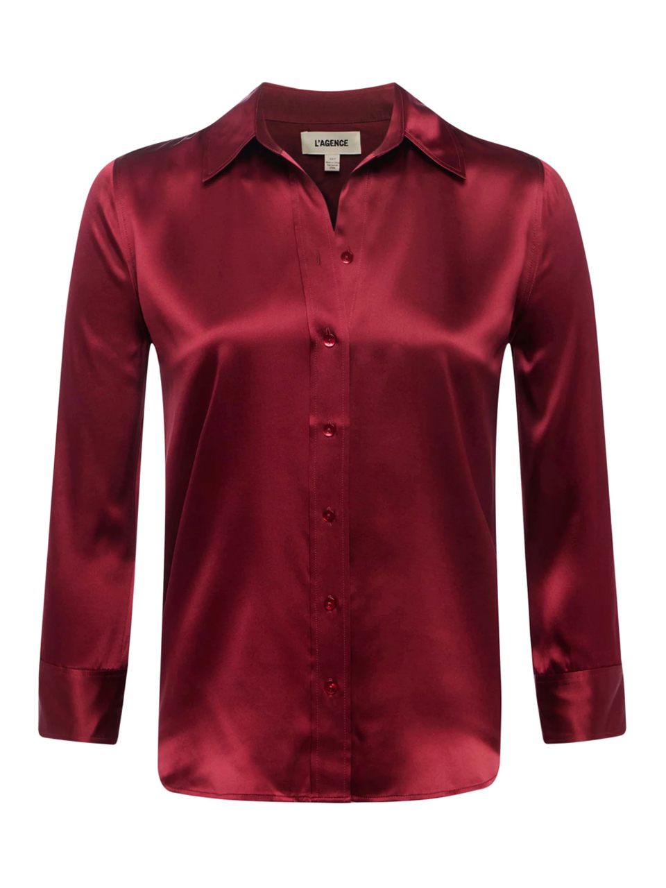 L'AGENCE Dani Silk Blouse in Black Cherry Product Shot 
