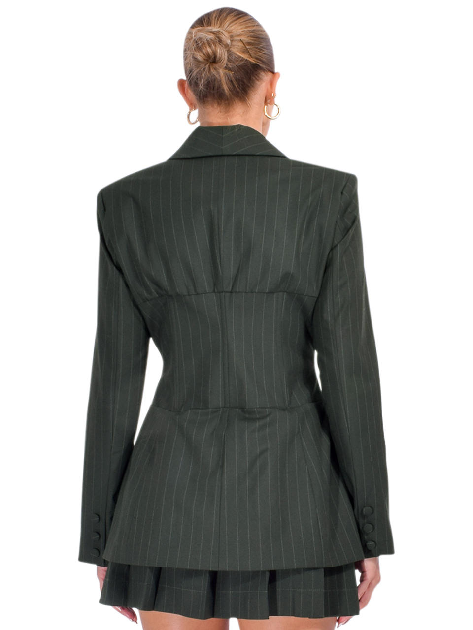 ALBERTO AUDENINO Fay Corset Blazer in Evergreen Back View 