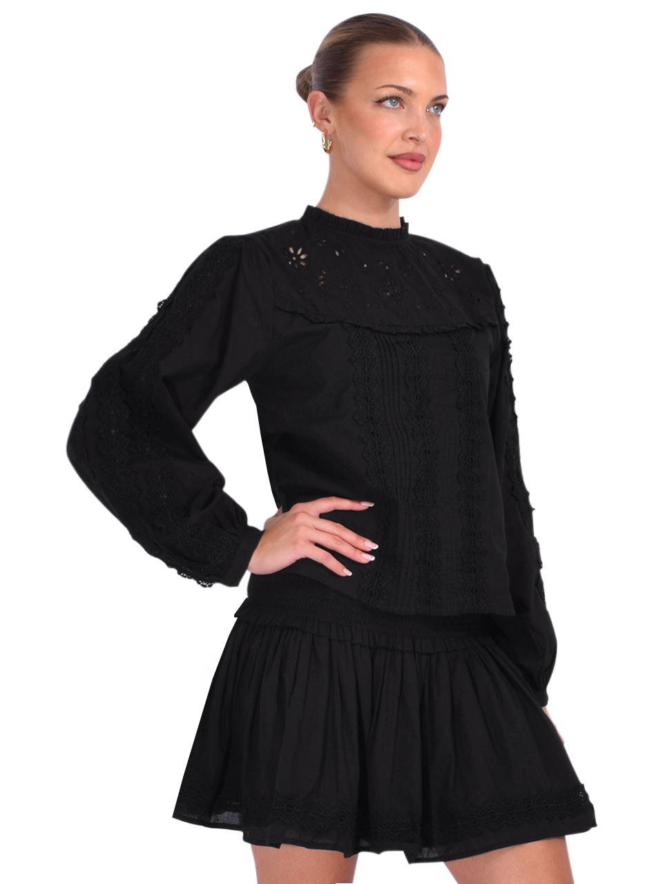 The New Society Dahlia Blouse in Eclipse Noir Side View 

