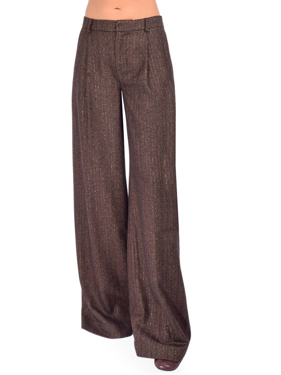 L'AGENCE Allanah Pinstriped Trouser in Bronze Front View 