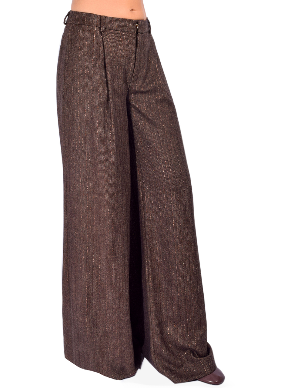 L'AGENCE Allanah Pinstriped Trouser in Bronze Side View 