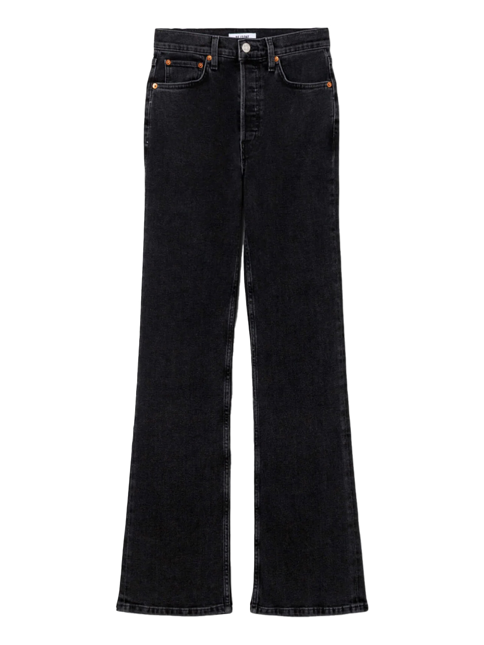 RE/DONE Comfort Stretch 70's Bootcut Jeans in Back to Black Product Shot 