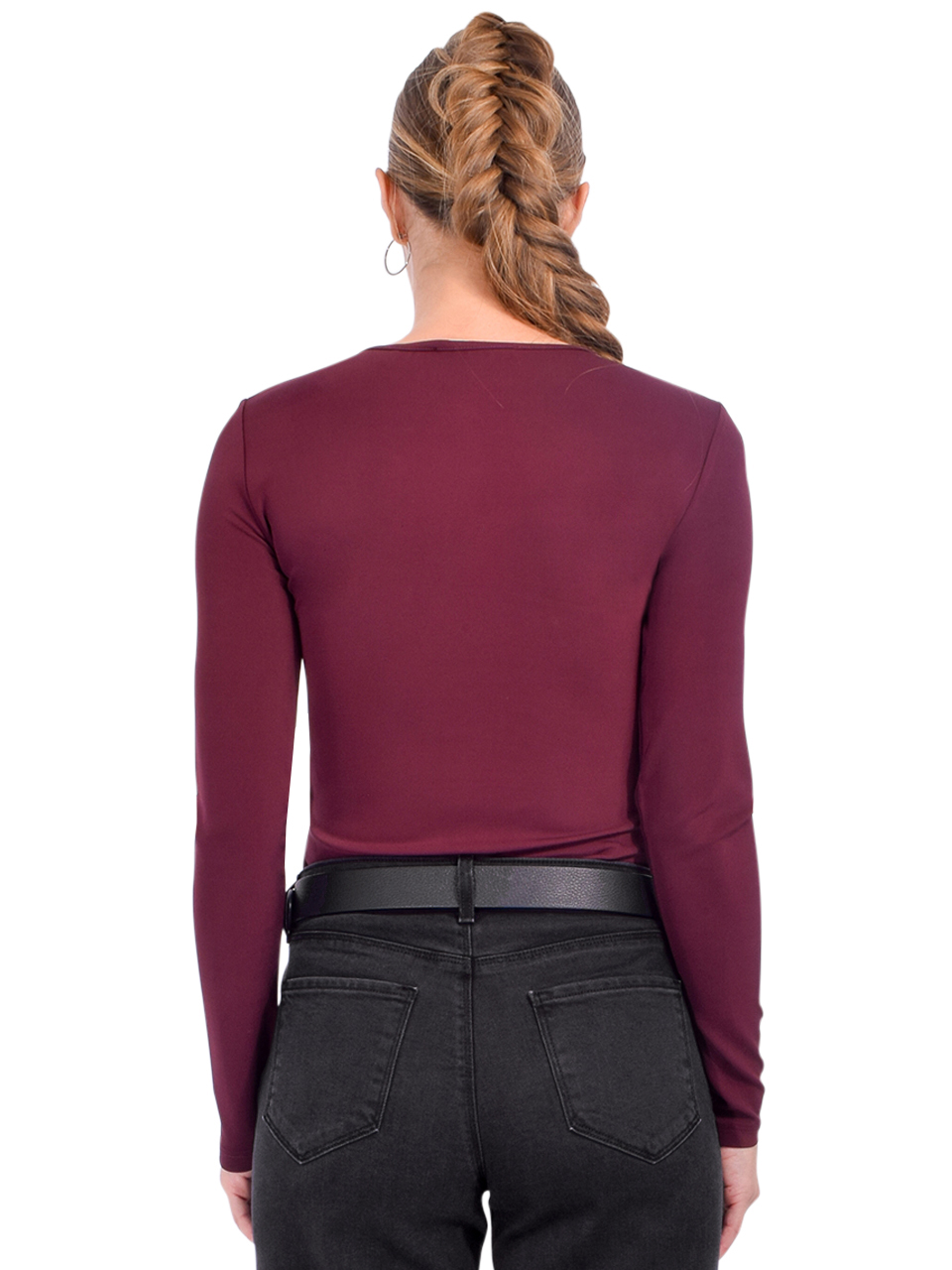 FRAME Keyhole Top in Burgundy Back View 