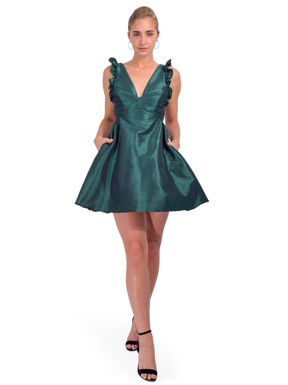 KIKA VARGAS Lily Dress in Pine Green Front View 2