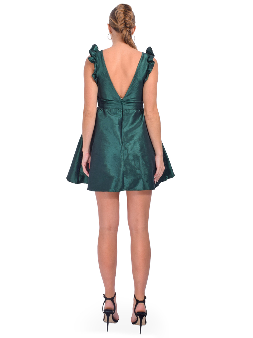 KIKA VARGAS Lily Dress in Pine Green Back View 