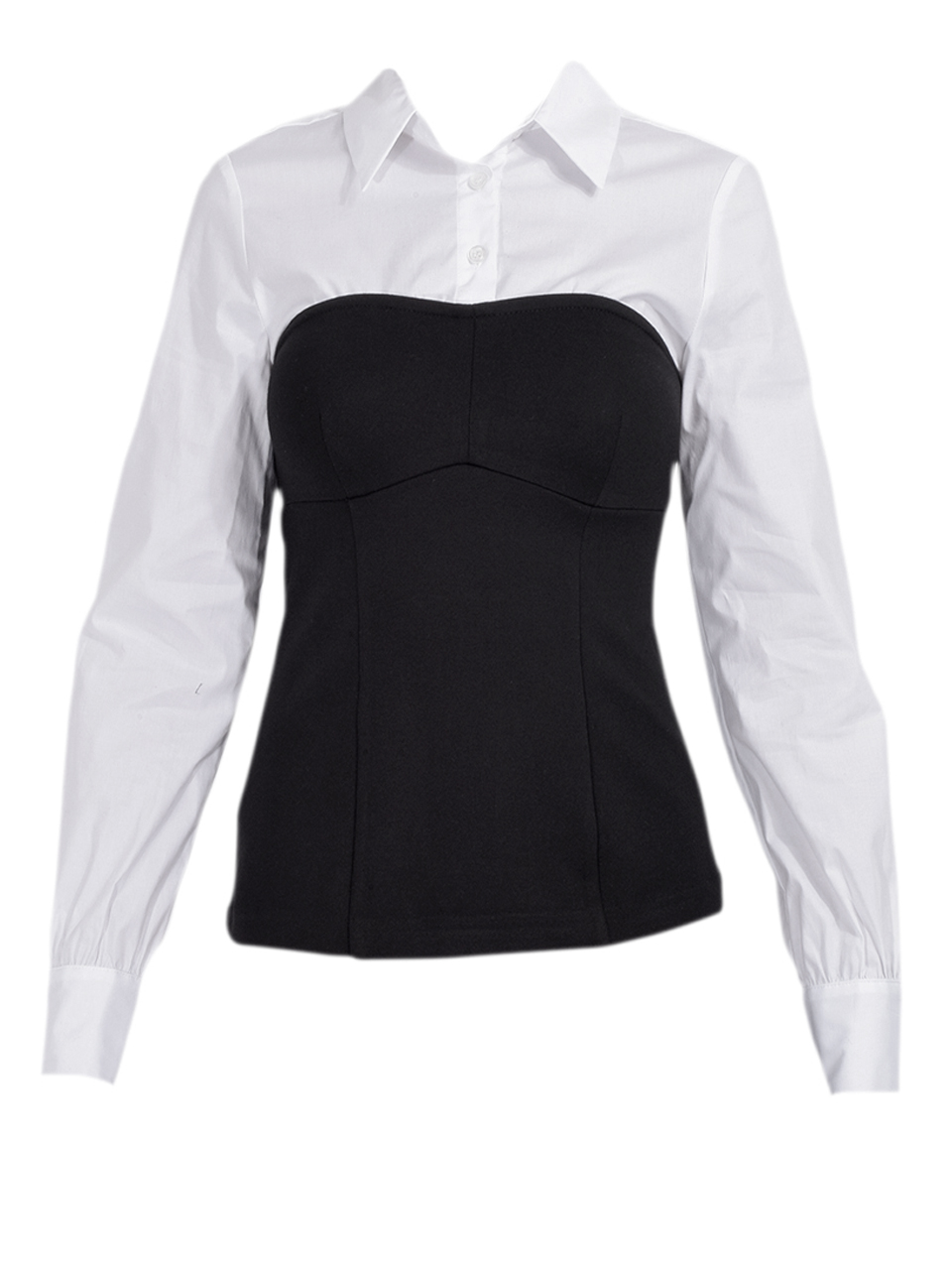 Drew Lucianna Bustier Layered Shirt in Black Product Shot 
