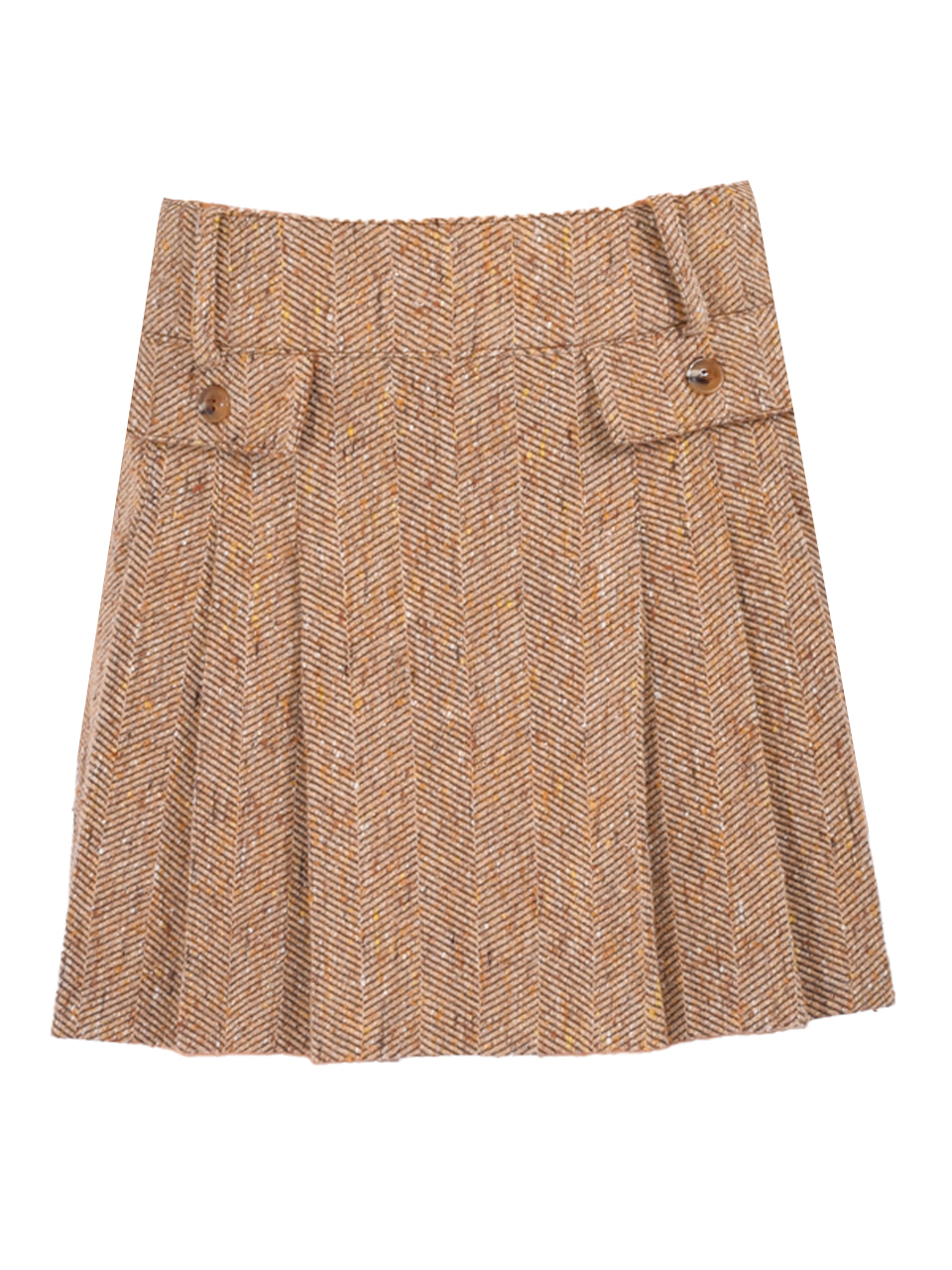 Anna Sui Herringbone Pleated Skirt in Caramel Product Shot 