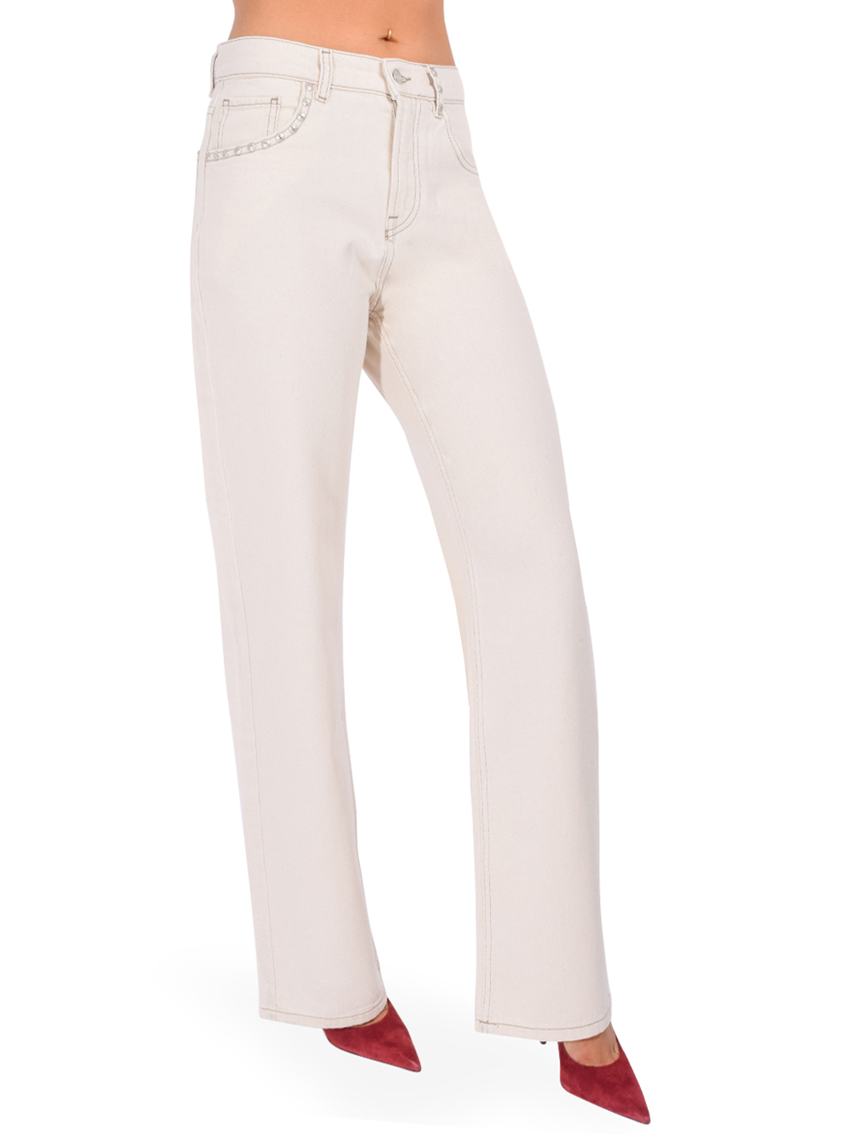 BA&SH Stunner Jeans in Cream Side View 