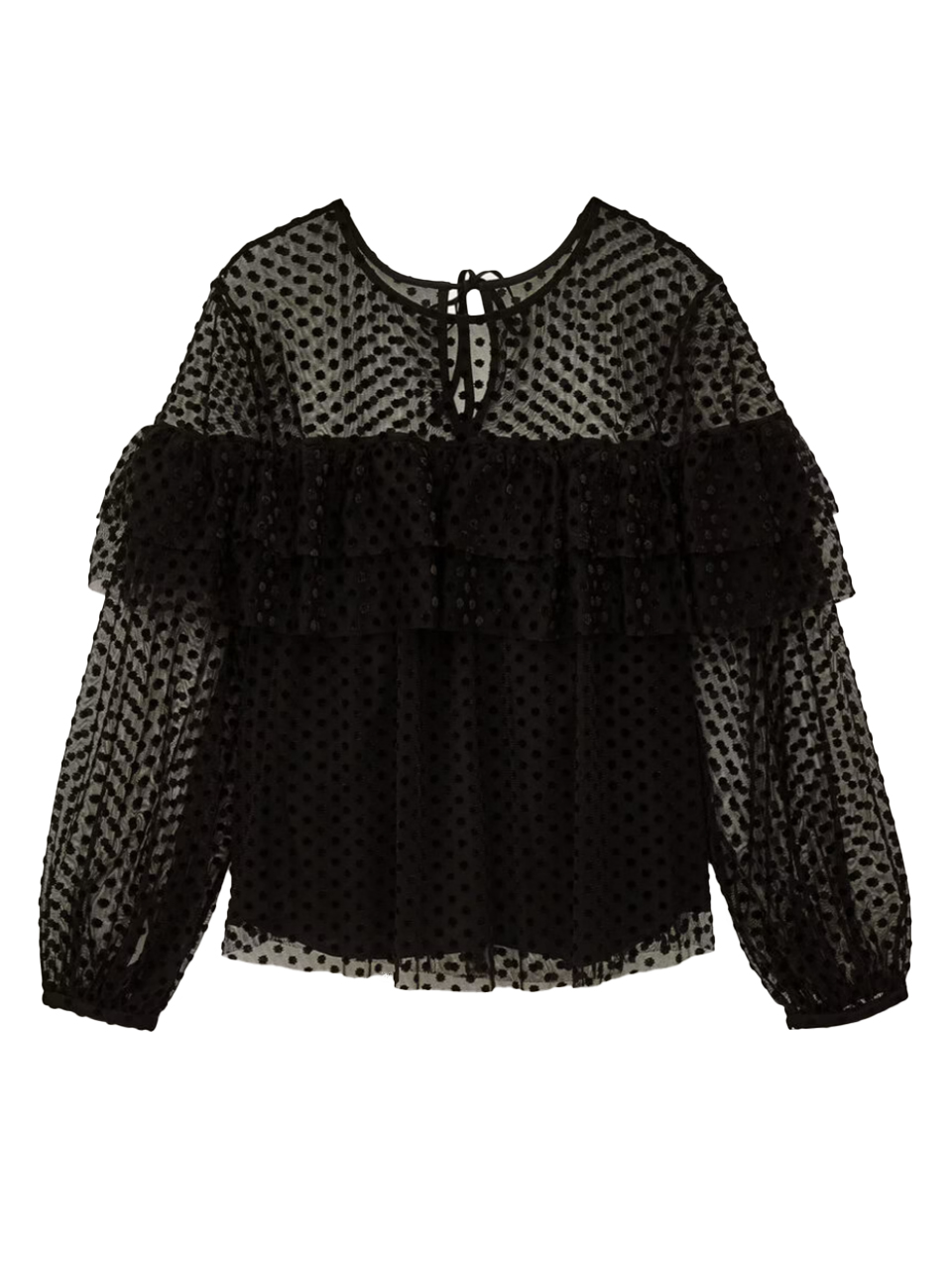 BA&SH Raff Fishnet Top in Black Product Shot 