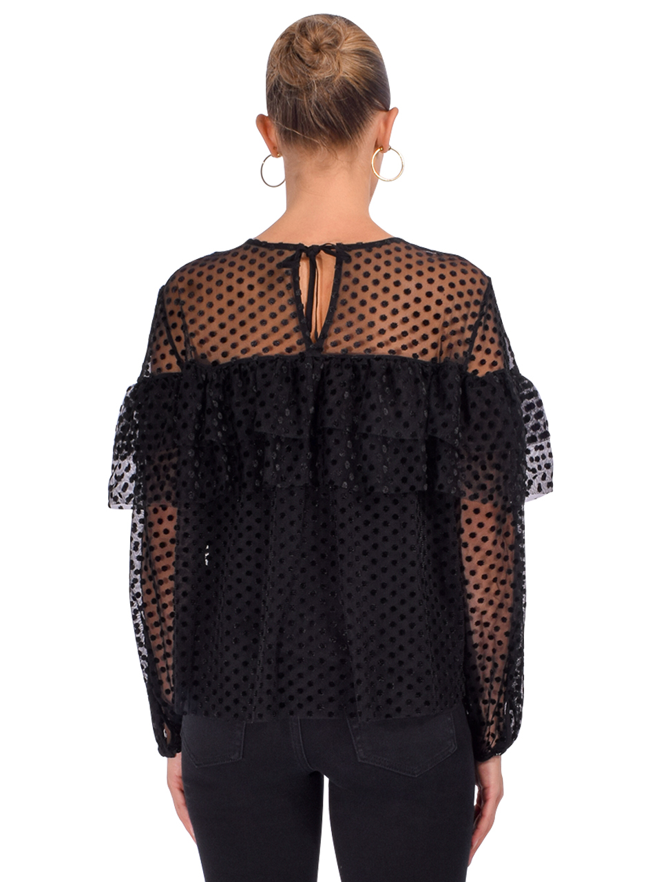 BA&SH Raff Fishnet Top in Black Back View 