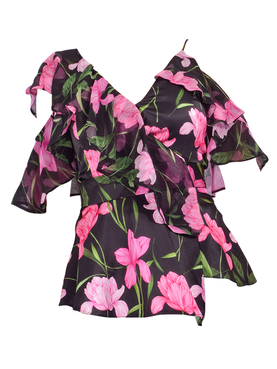 Christy Lynn Roan Ruffle Top in Onyx Florette

