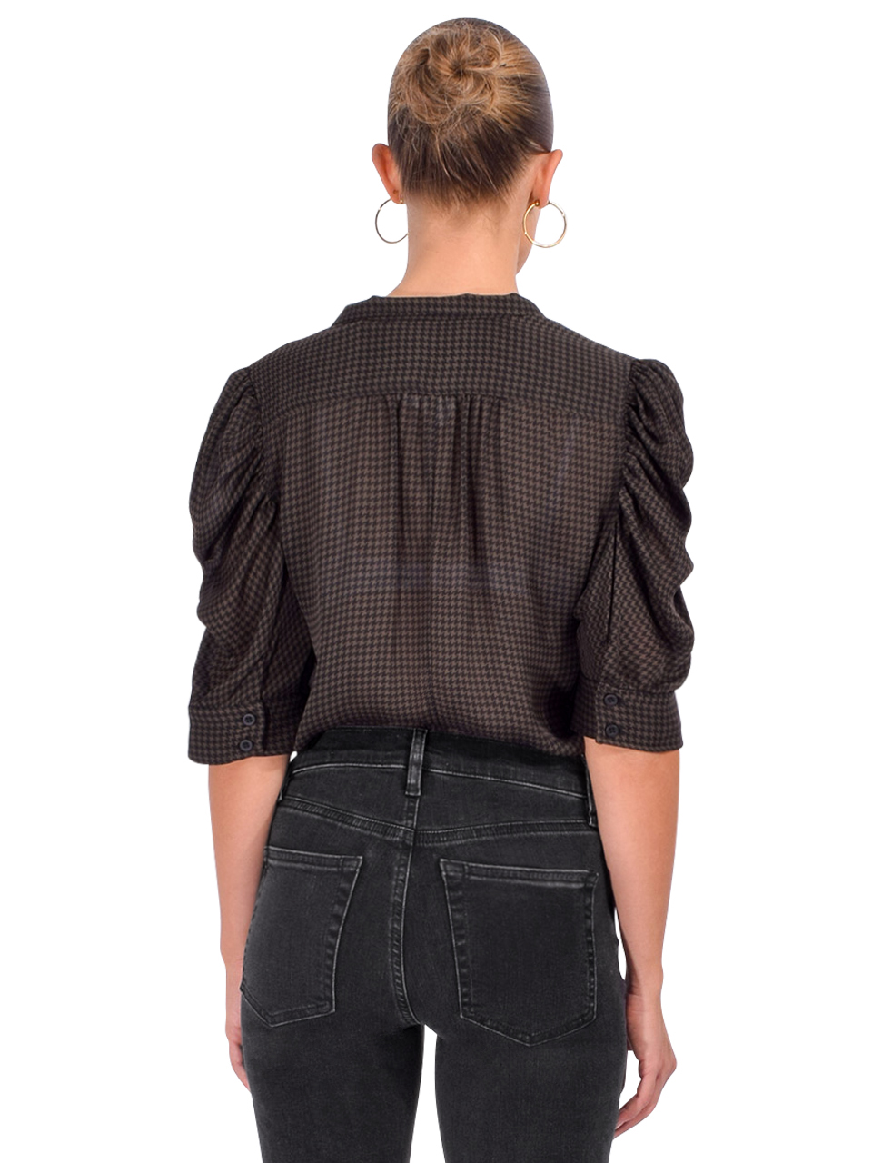 Frame Houndstooth Gillian Top in Americano Multi Back View 