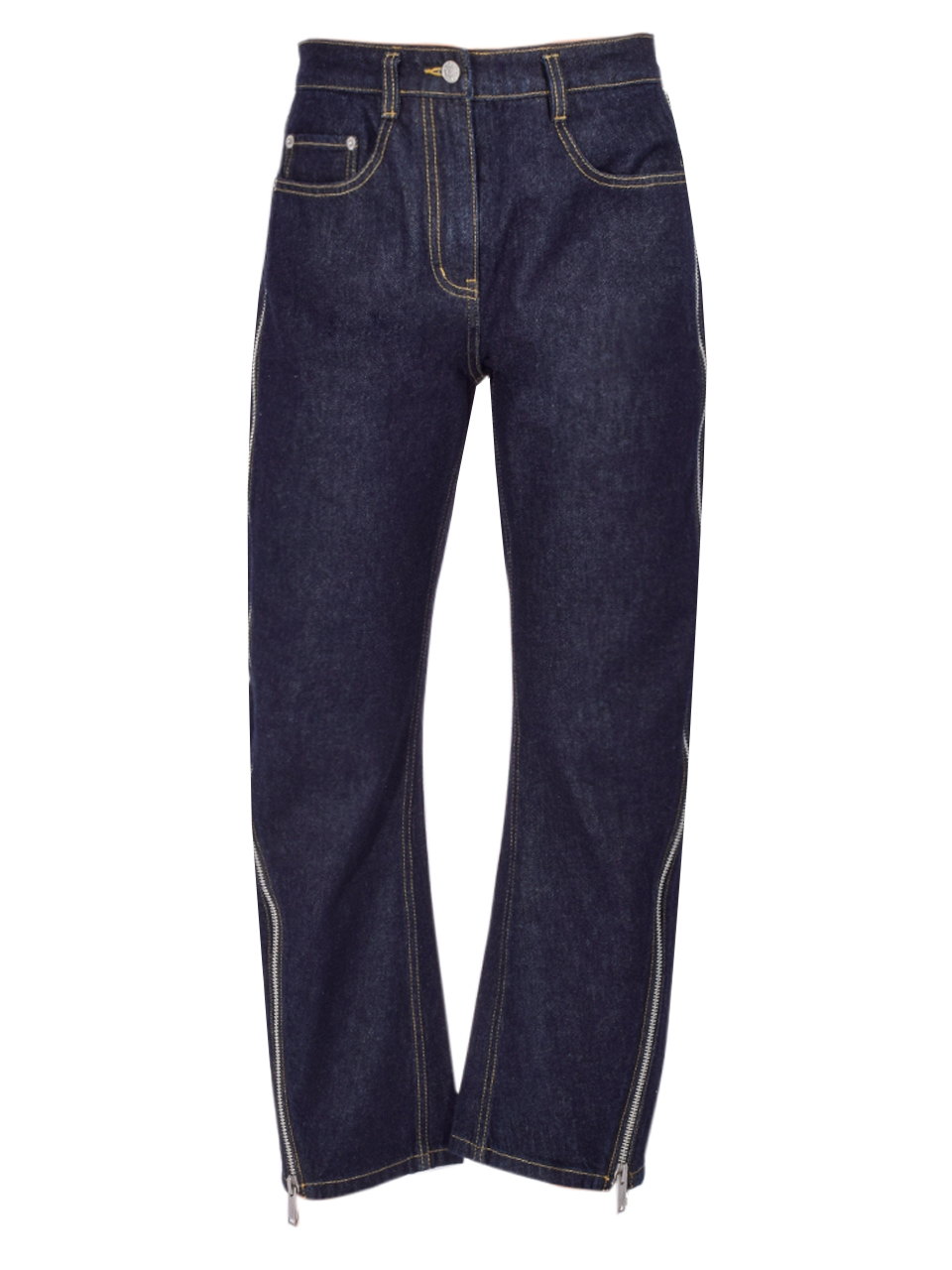 3.1 Phillip Lim Curve Denim Pant with Zippers in Dark Indigo Product Shot 

