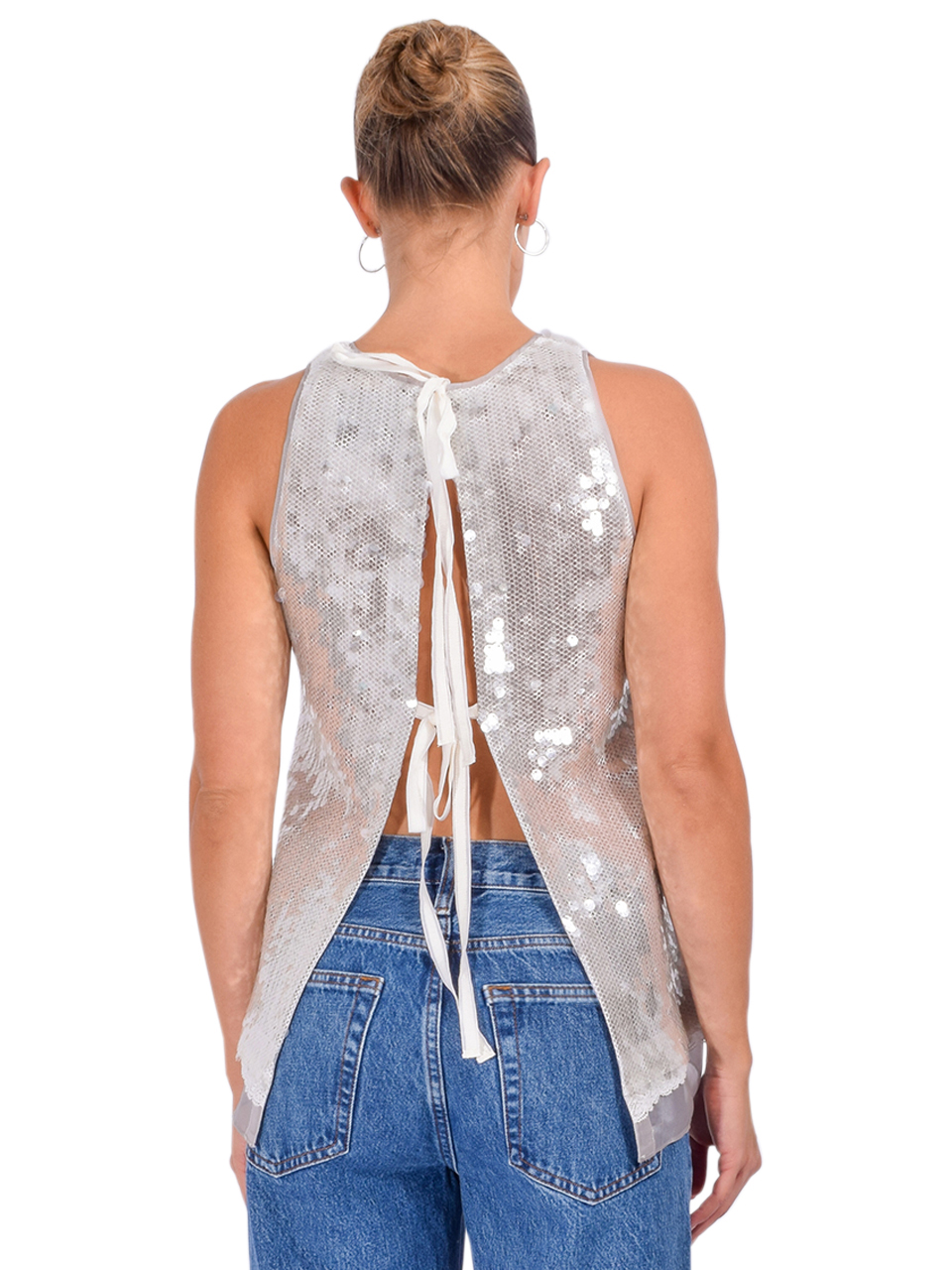 3.1 Phillip Lim Sequin Tank with Bows in Fog Back View 