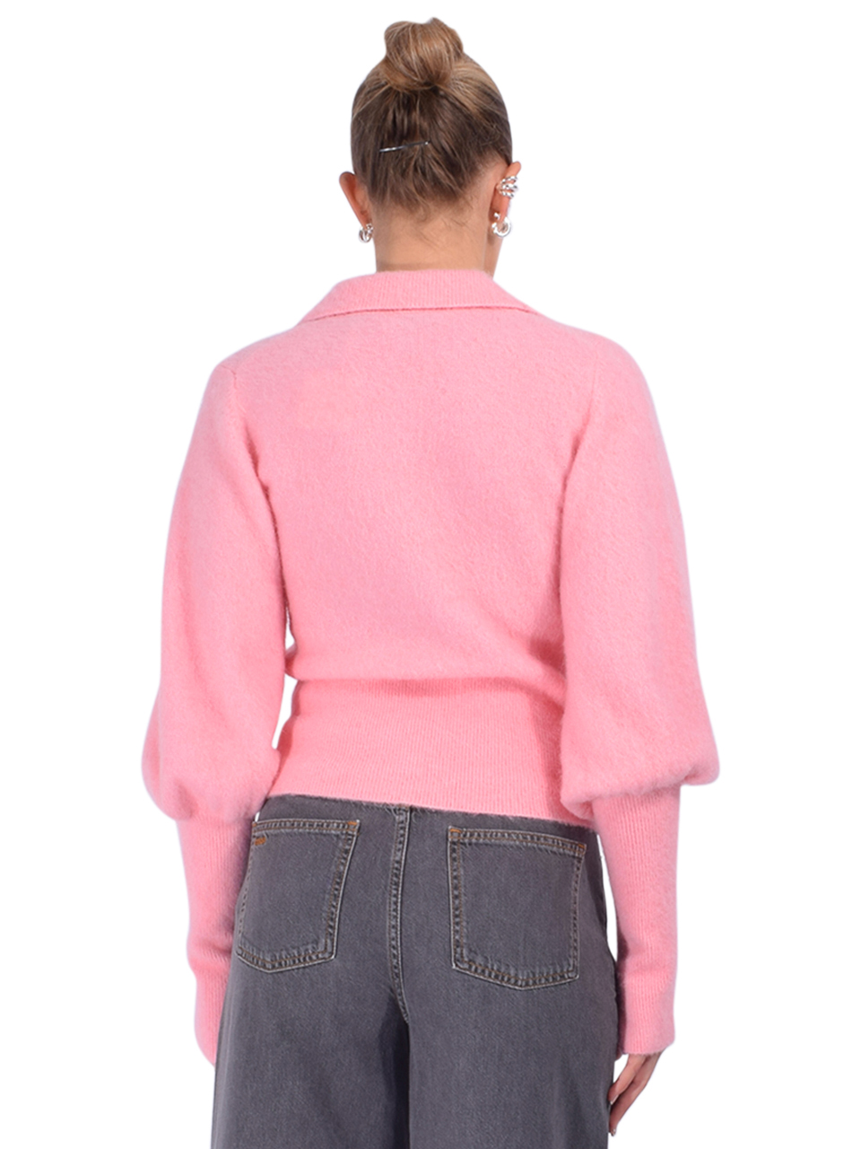 Simkhai Arber Collared Cardigan in Dusty Rose Back View 