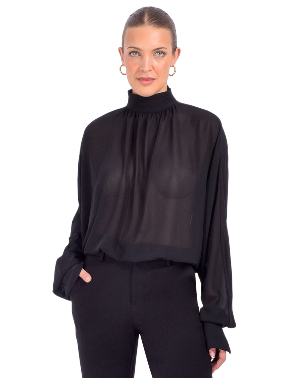 SER.O.YA Farran Blouse in Black Front View 