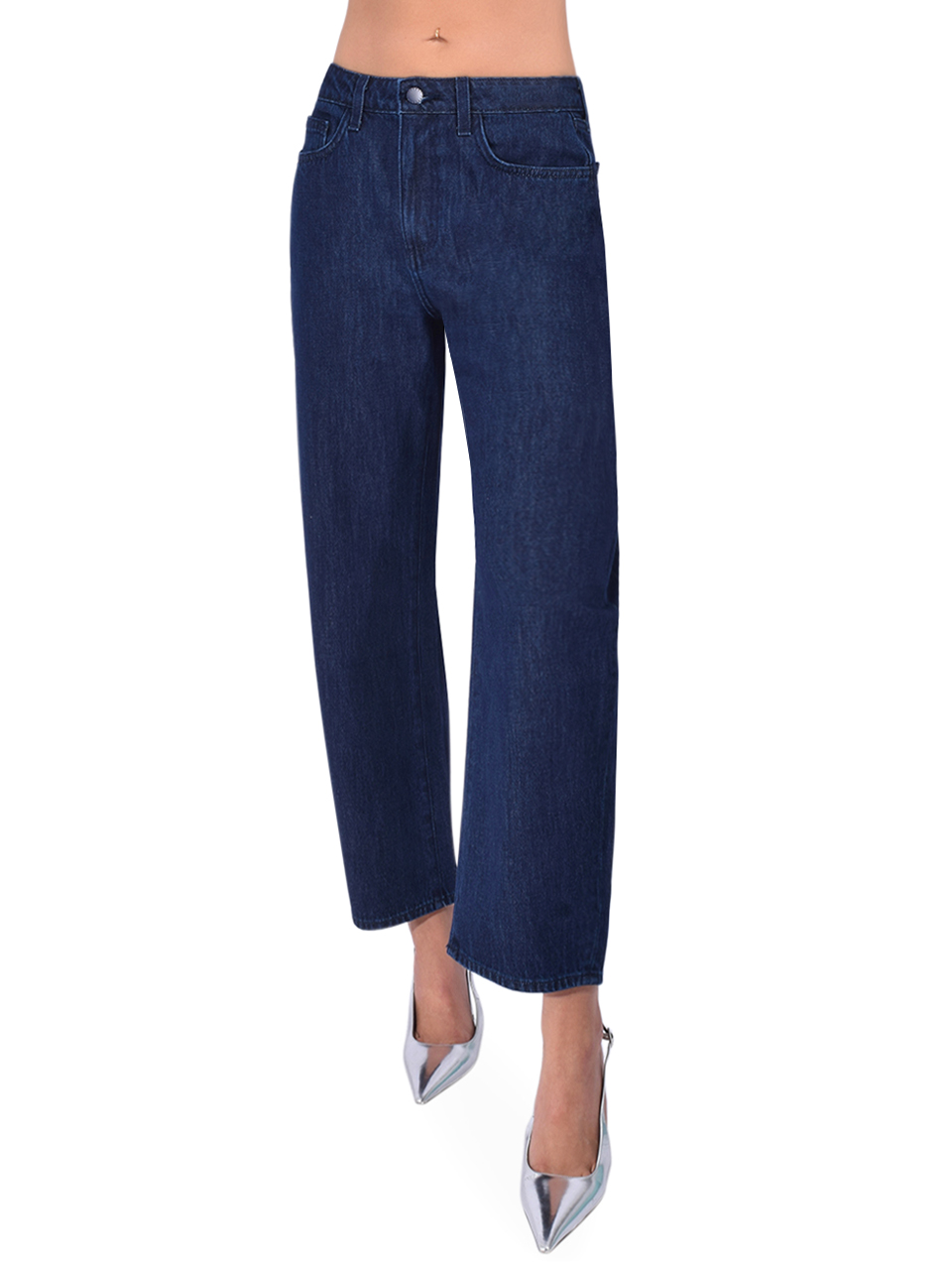 L'AGENCE Mallis Bow Leg Jean in Dark Navy Front View 