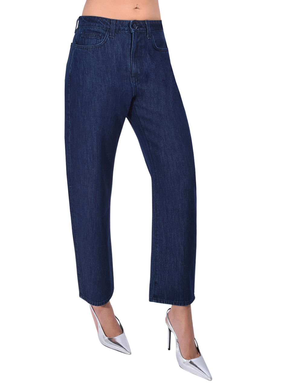L'AGENCE Mallis Bow Leg Jean in Dark Navy Side View 