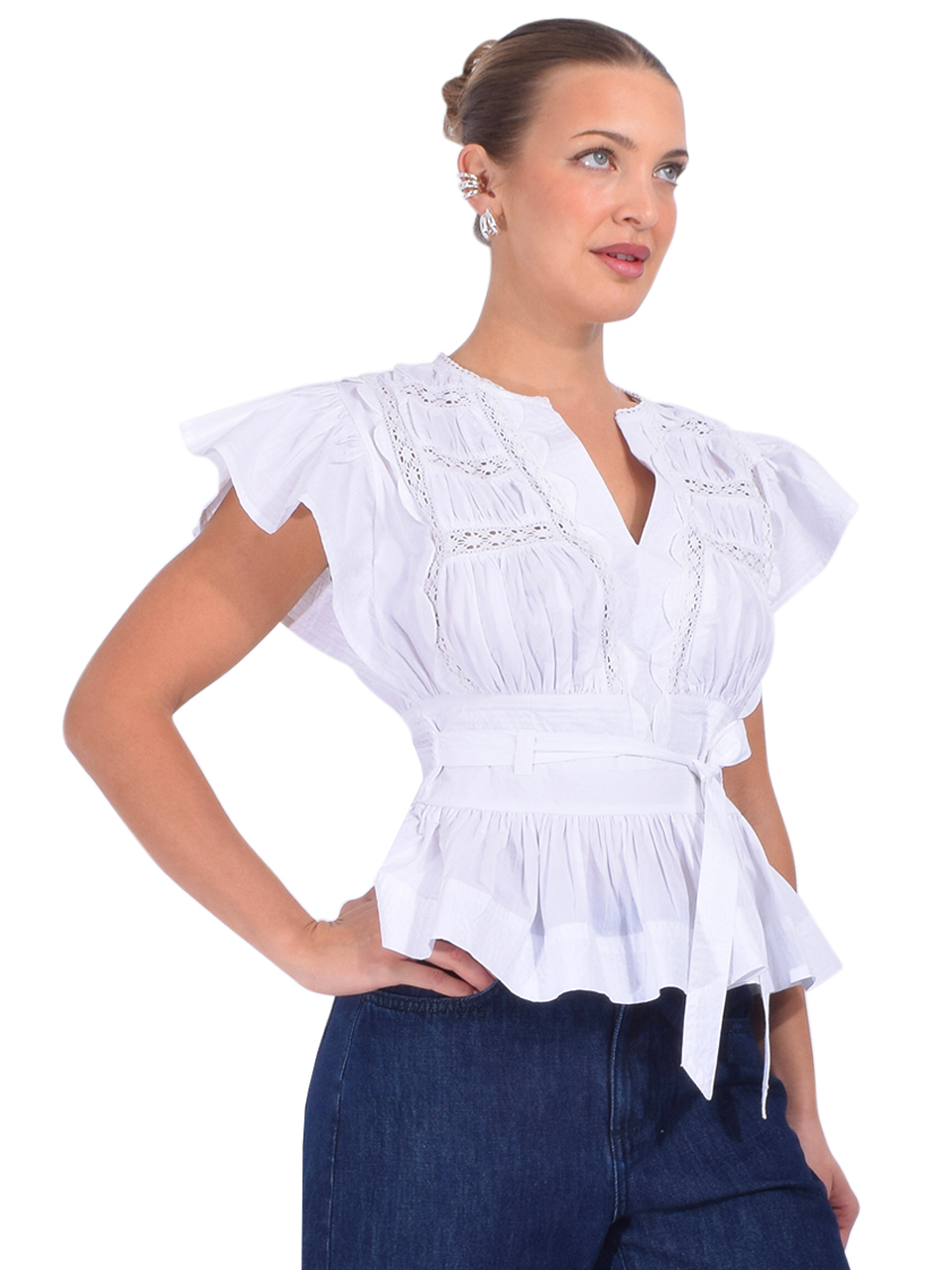 LOVE THE LABEL Madelyn Top in White Side View 