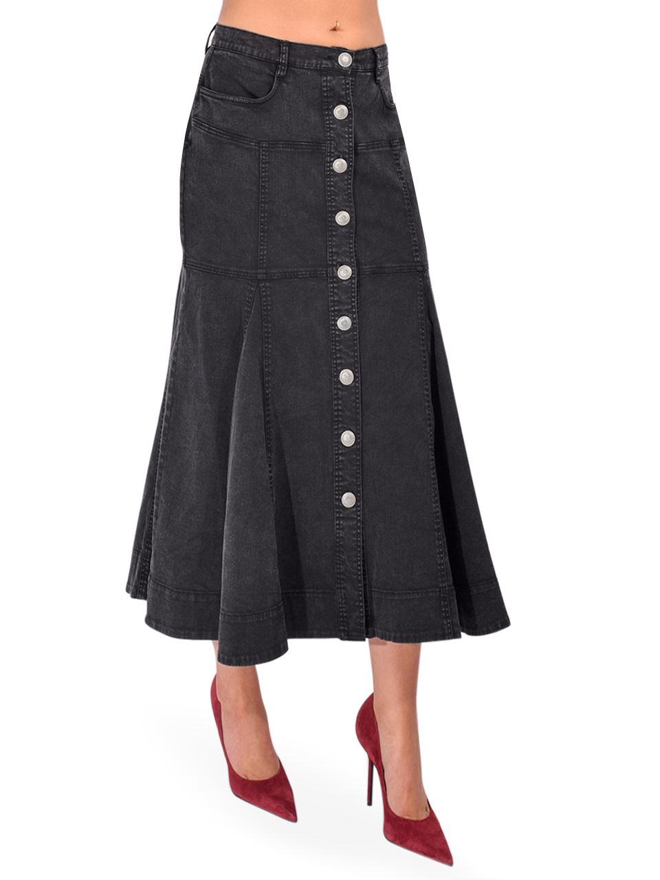 LOVE THE LABEL Romeo Skirt in Midnight Denim Side View 