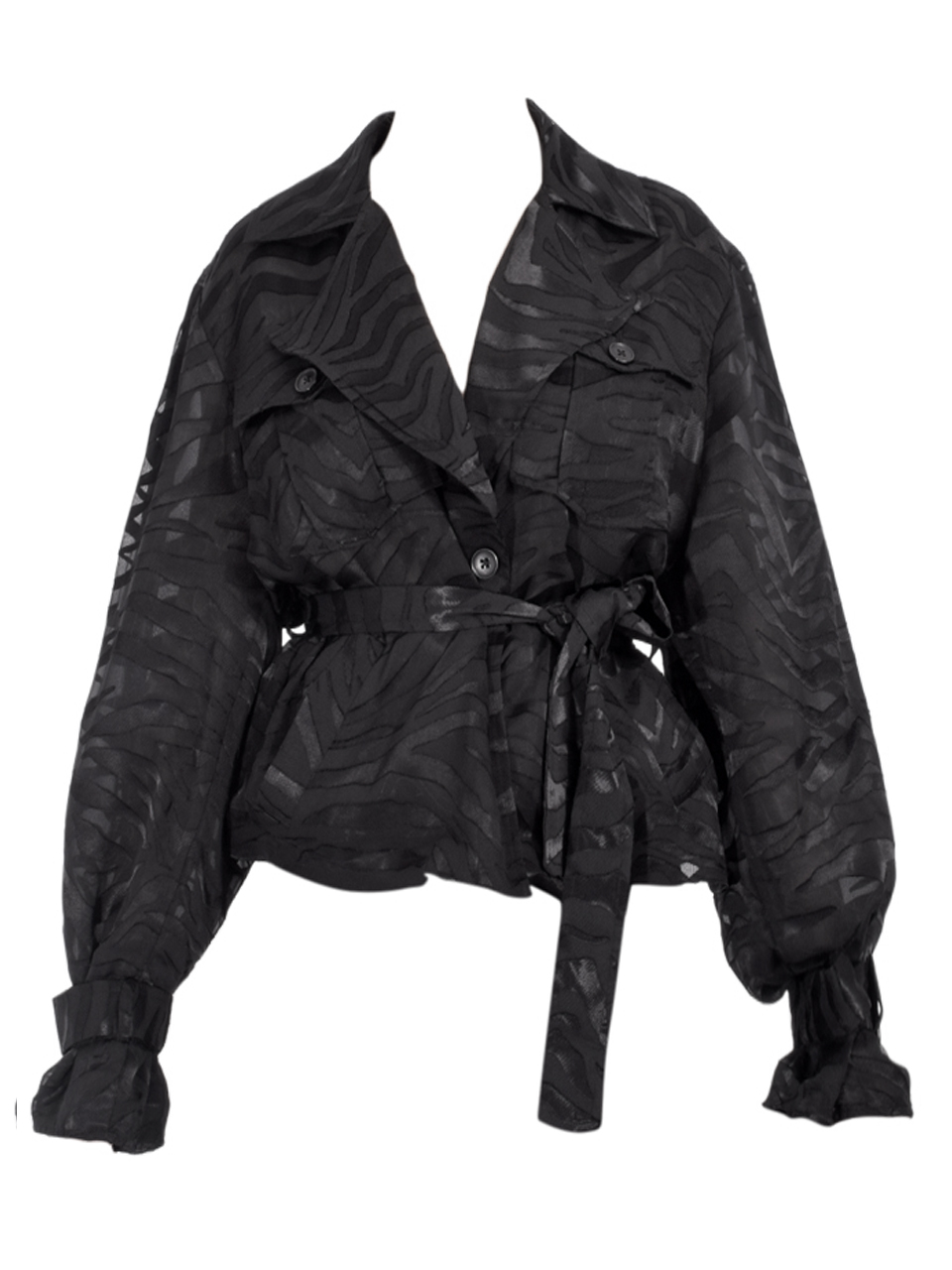 L'AMARQUE Markeesa Sheer Zebra Jacket in Black