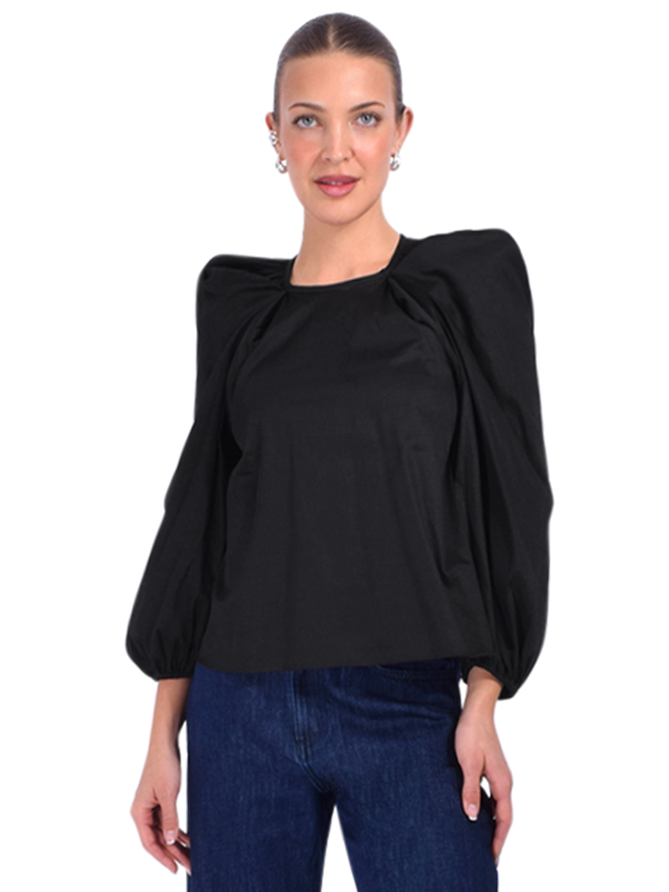 KIKA VARGAS Hitomi Top in Black Front View 