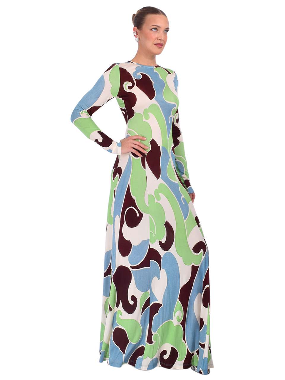 CARA CARA Aspen Dress in Petal Wave Mint Side View 