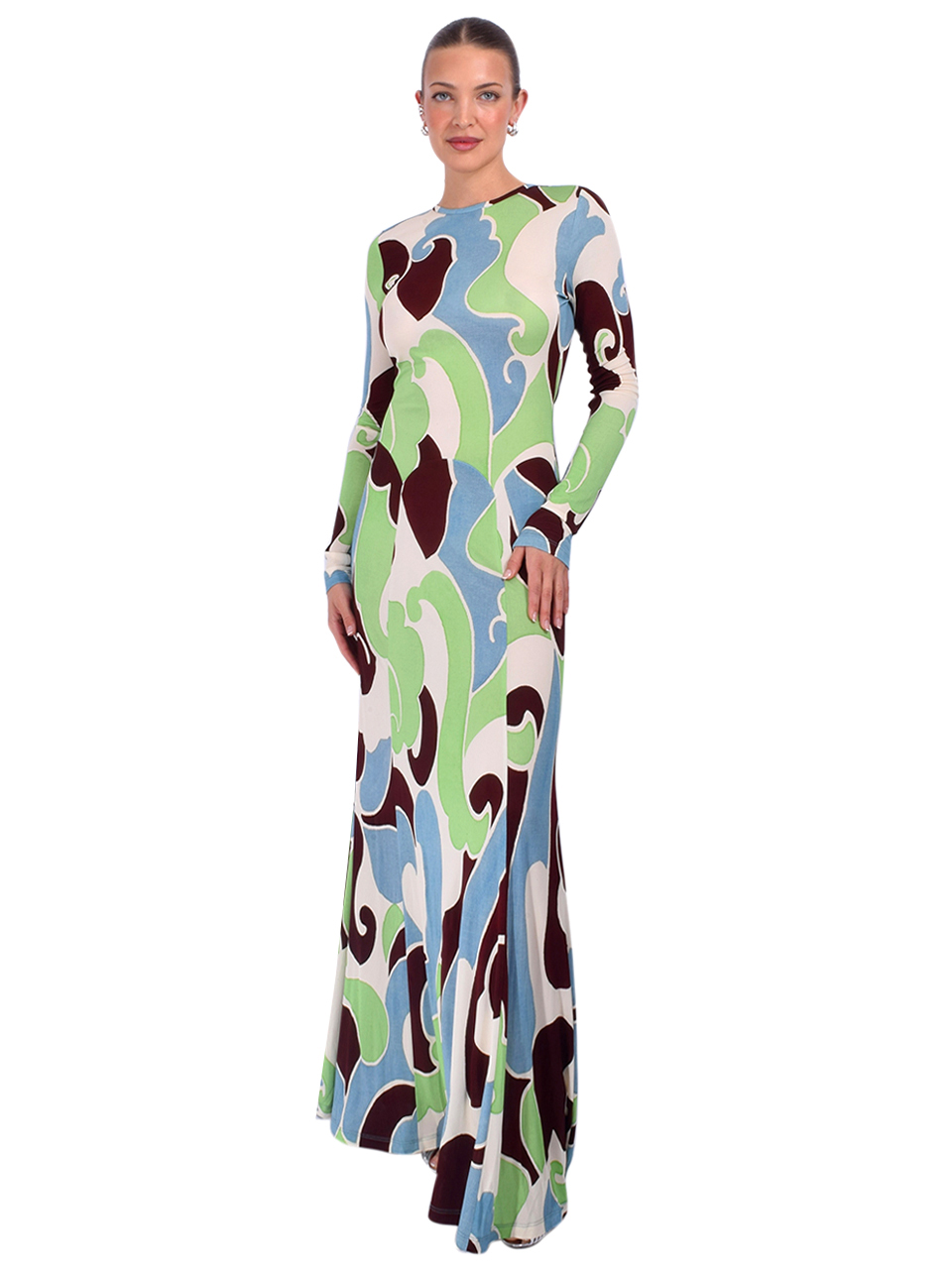 CARA CARA Aspen Dress in Petal Wave Mint Front View 2