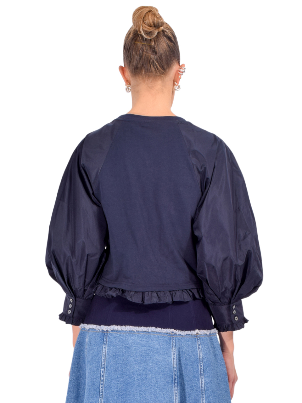 CINQ À SEPT Valentine Top in Navy Back View 

