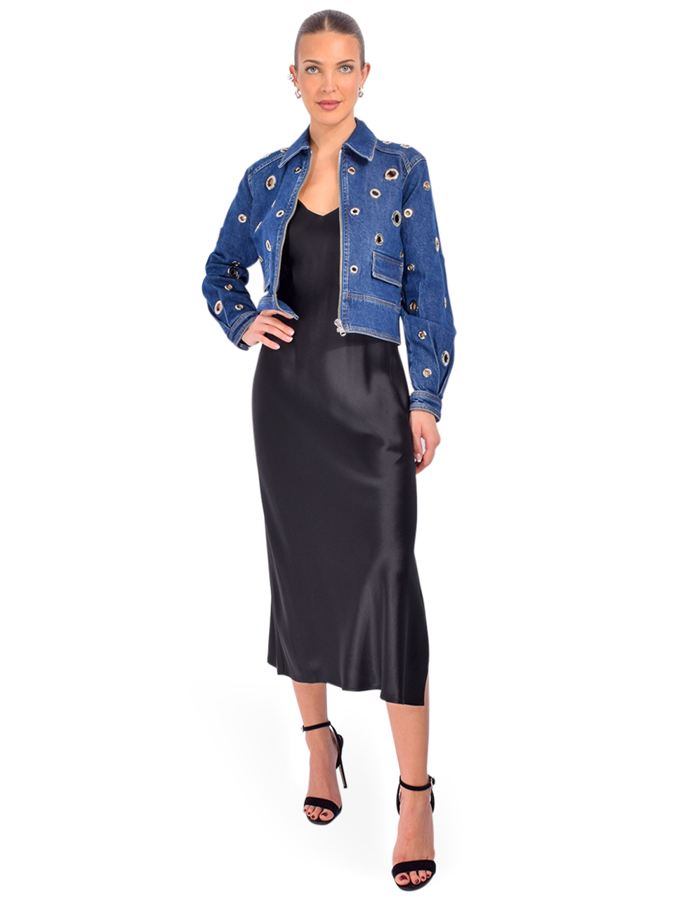 CINQ À SEPT Harriet Jacket in Blue Denim Full Outfit 