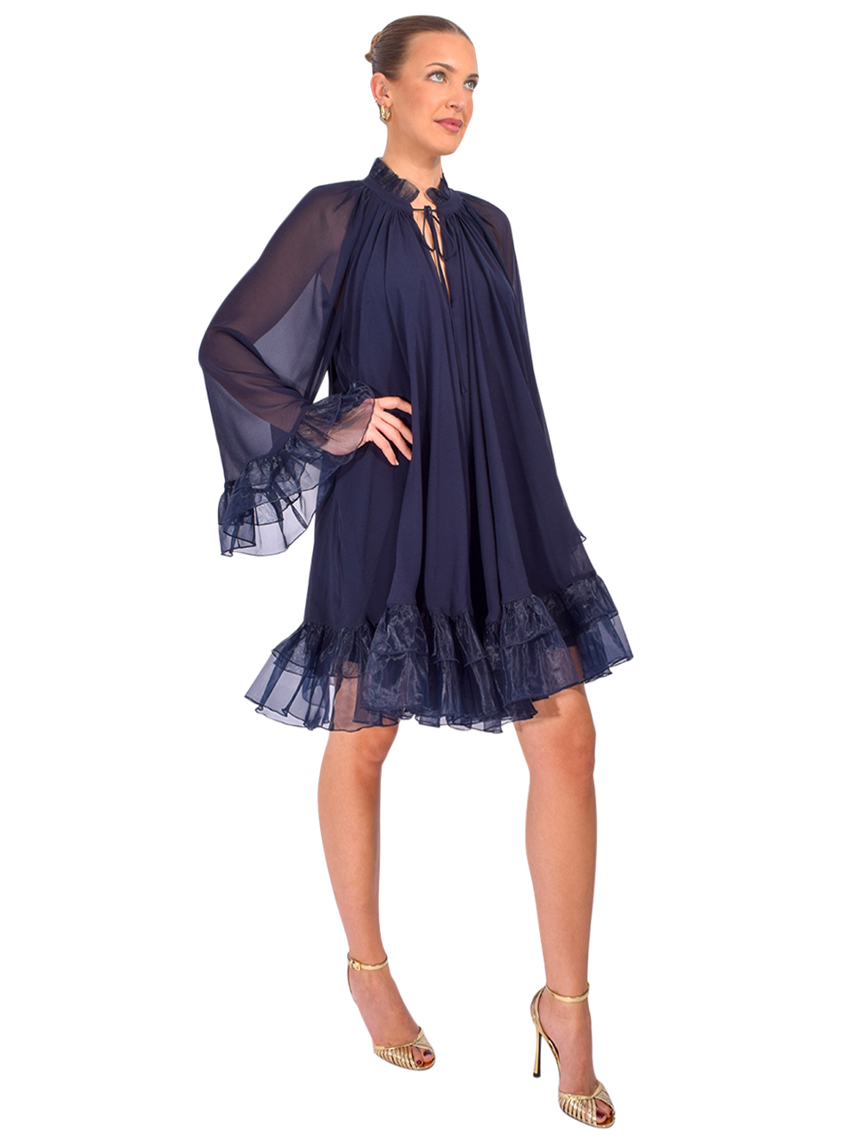 CINQ À SEPT Clairette Dress in Navy Side View 