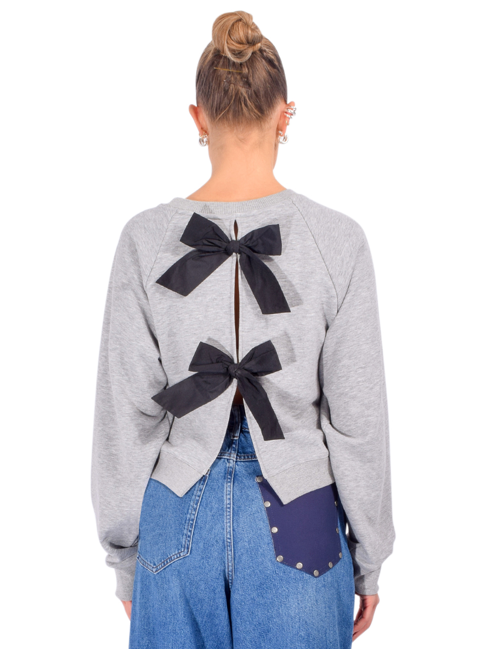 CINQ À SEPT Beatrix Pullover in Gray Back View 