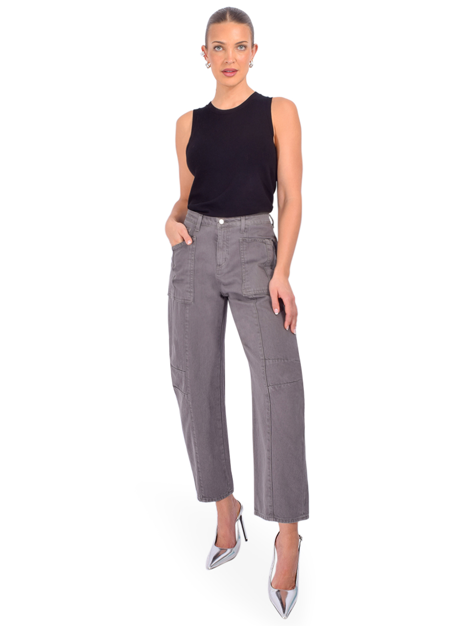 L'AGENCE Cody Rodeo Jean in Gray Full Outfit 