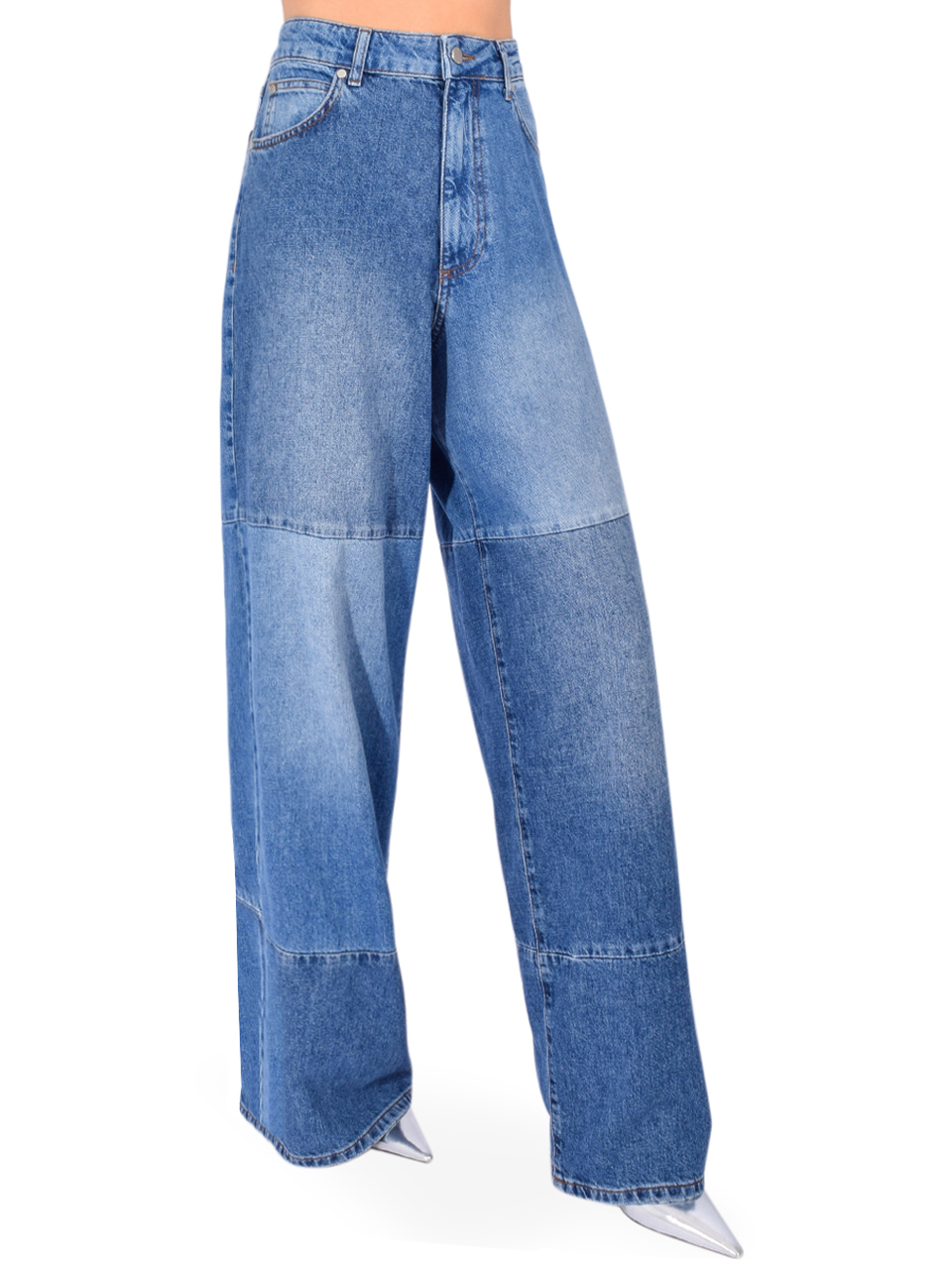 ESSENTIEL ANTWERP Jee Patchwork Jeans in Dark Denim Side View 
