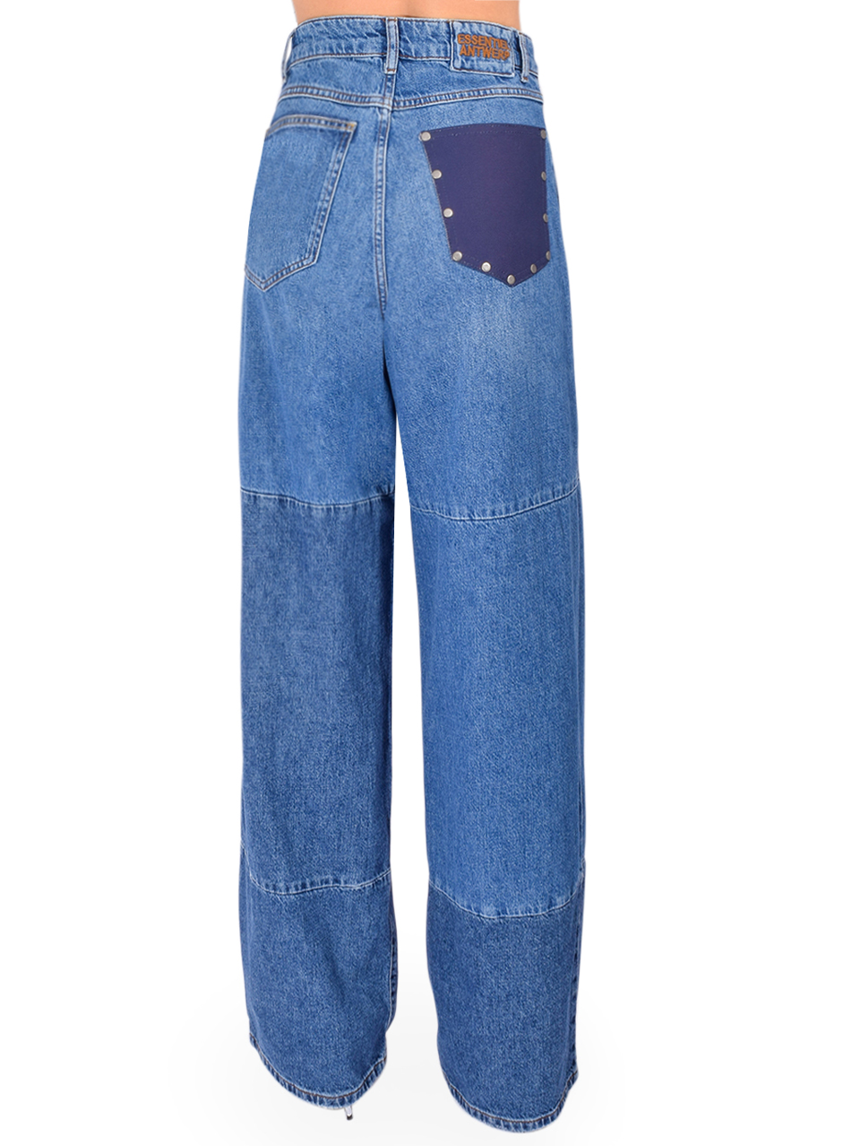 ESSENTIEL ANTWERP Jee Patchwork Jeans in Dark Denim Back View 

