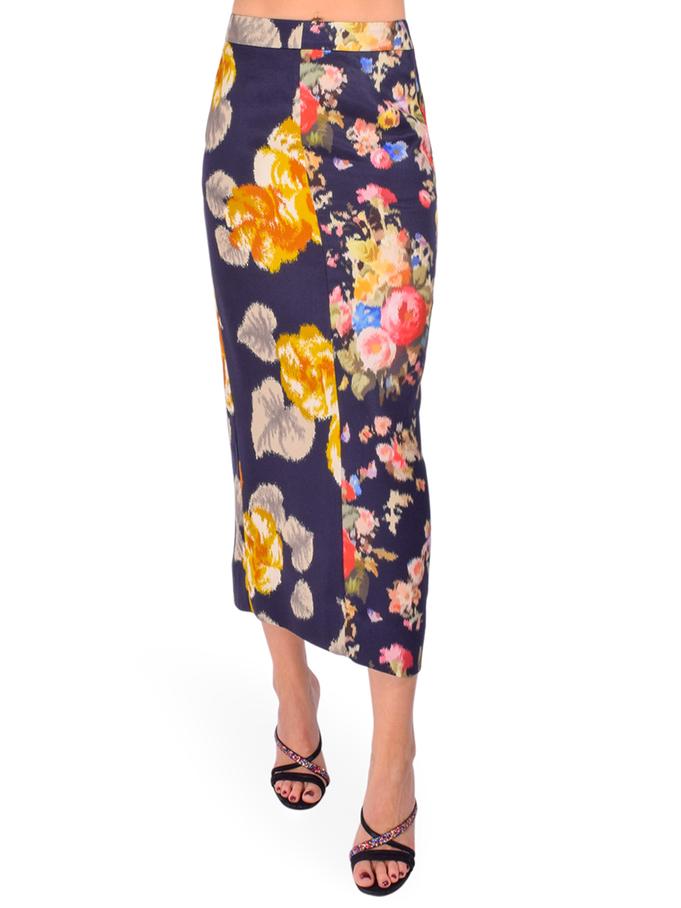 ESSENTIEL ANTWERP Jonsea Midi Pencil Skirt in Floral Multi Front View 
