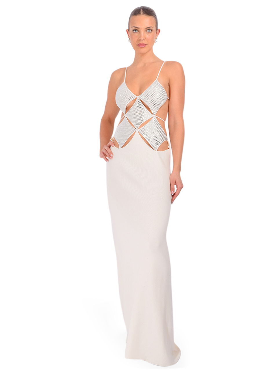 DELFI Gaia Knit Dress in Ivory Front View 2