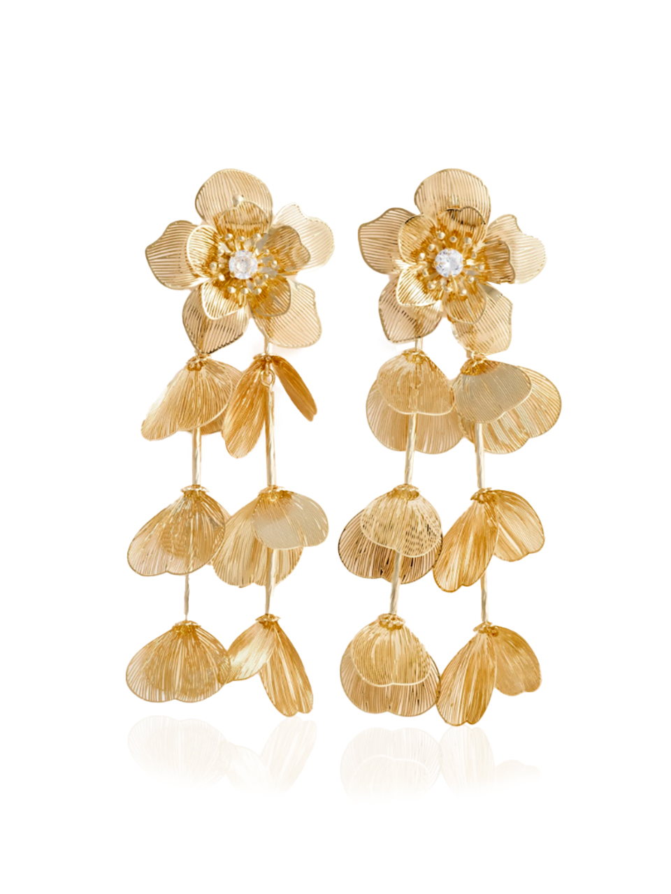 SELF-PORTRAIT Flower Earrings in Gold Front View 1