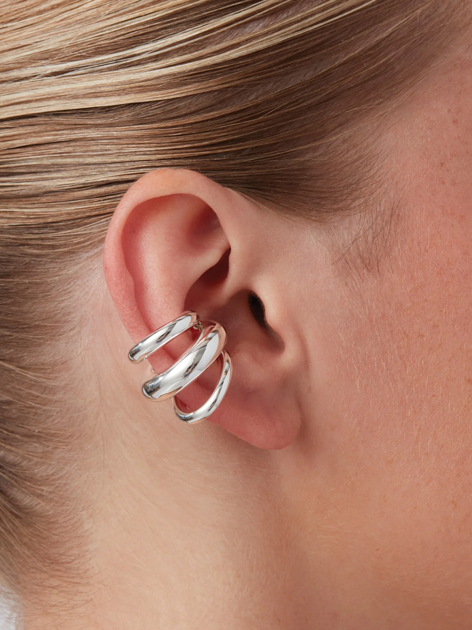 JENNY BIRD Tome Triple Ear Cuff in Silver on Model