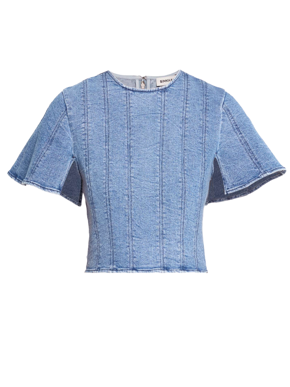 SIMKHAI Kolby Structured Denim Top Product Shot