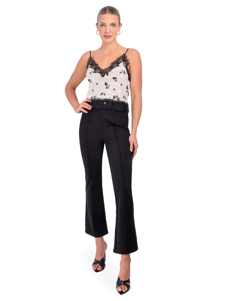 LE SUPERBE Vintage Petite Flora Camisole in Onyx Flora Full Outfit 
