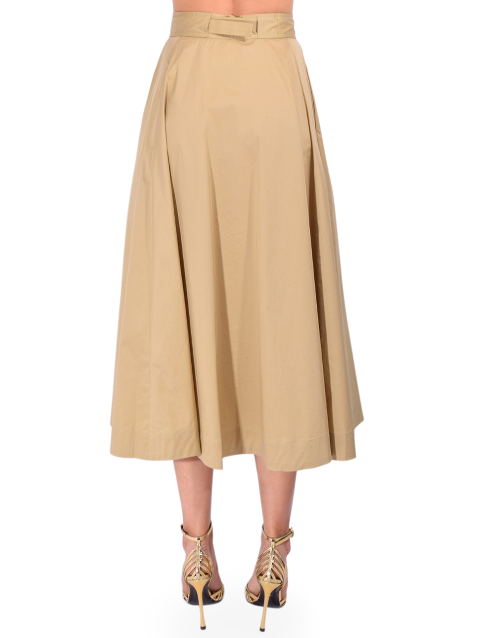 KARINA GRIMALDI Noma Midi Skirt in Khaki Back View 