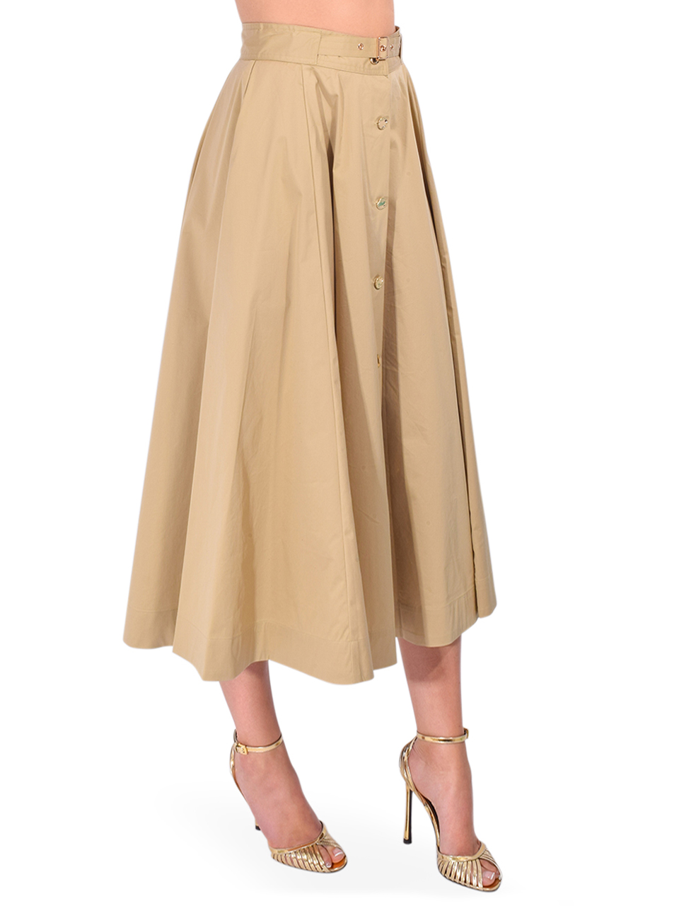 KARINA GRIMALDI Noma Midi Skirt in Khaki Side View