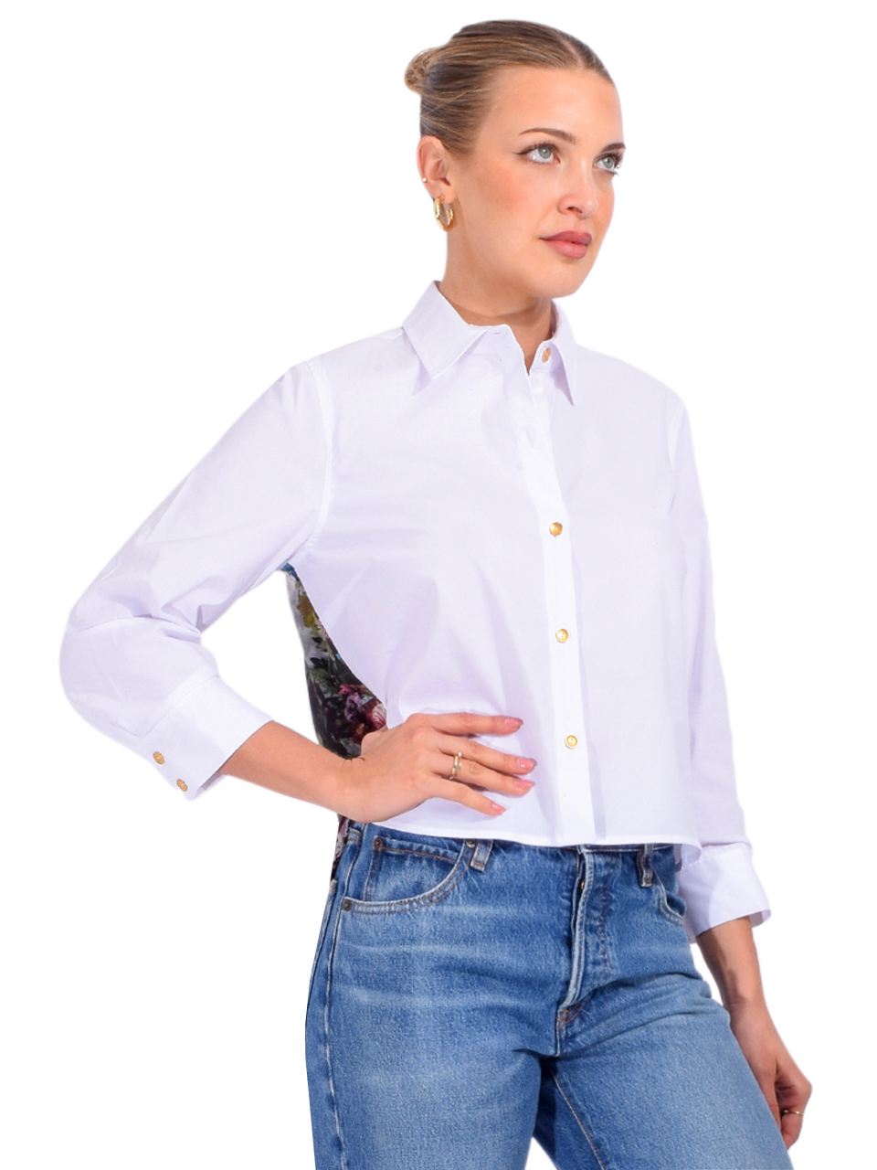 L'AGENCE Fawn Floral Print Shirt in Rococo Floral Side View 