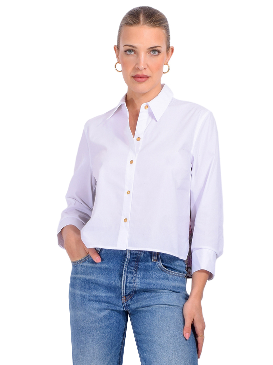 L'AGENCE Fawn Floral Print Shirt in Rococo Floral Front View 