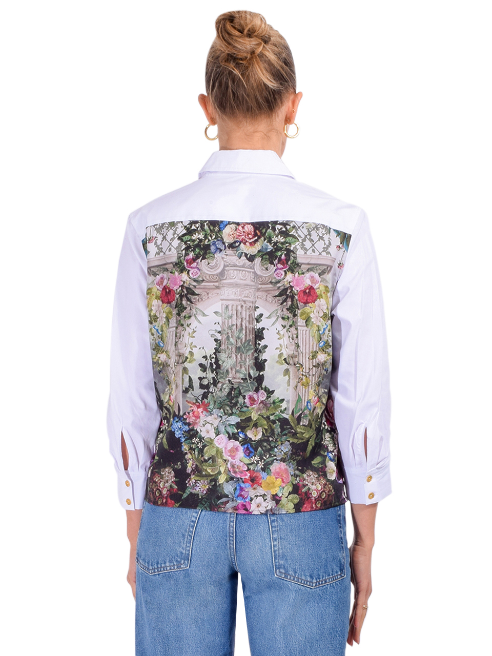 L'AGENCE Fawn Floral Print Shirt in Rococo Floral Back View 