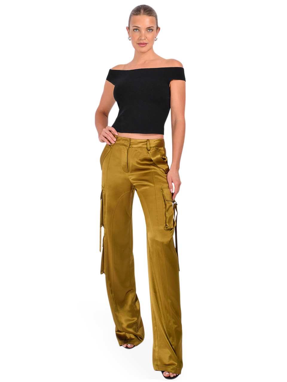 RETROFÊTE André Silky Cargo Pant in Ochre Full Outfit 


