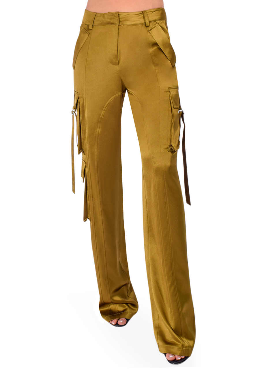 RETROFÊTE André Silky Cargo Pant in Ochre Front View 