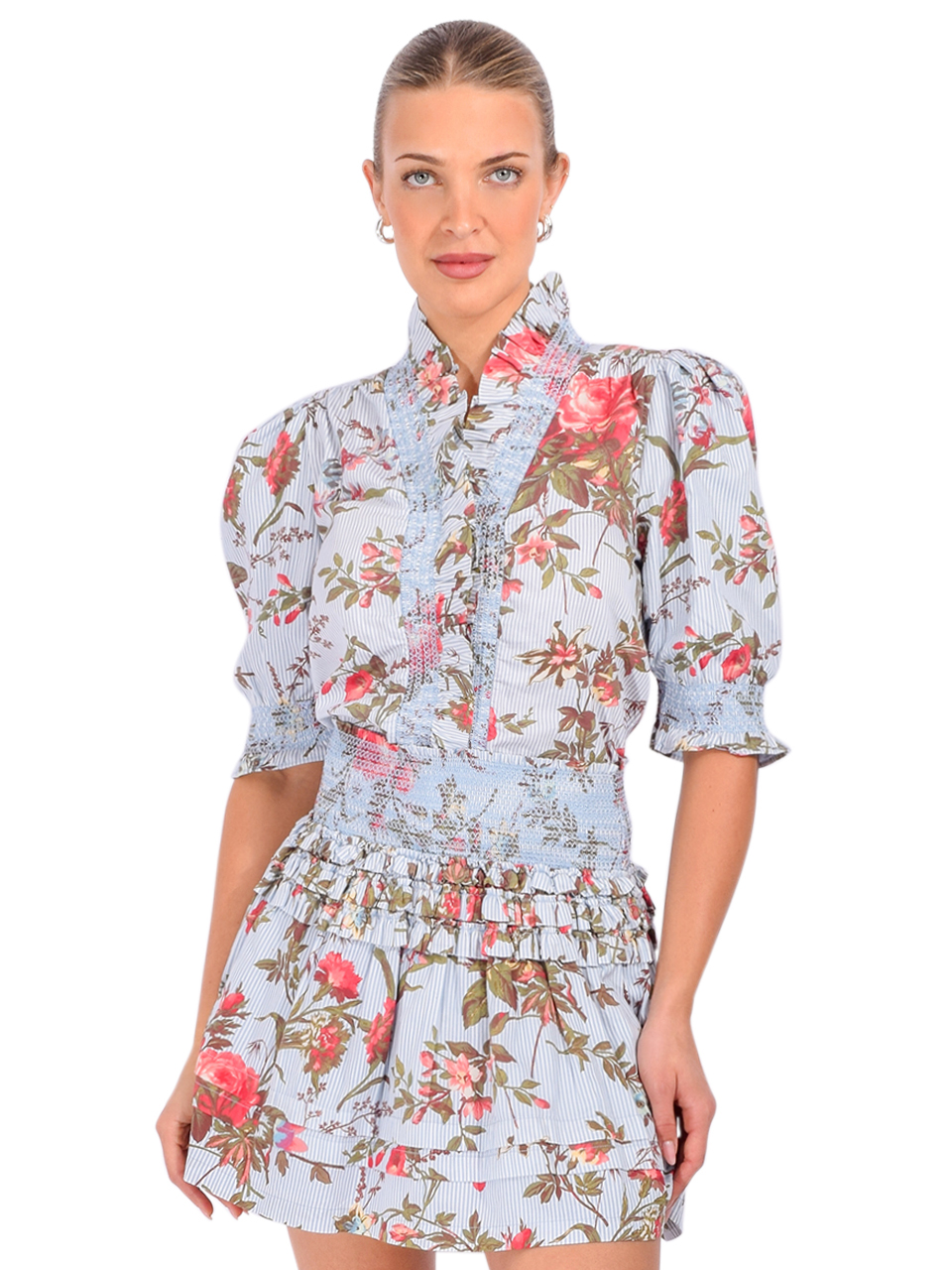 LOVE THE LABEL Zuri Top in Battersea Floral Print Front View 