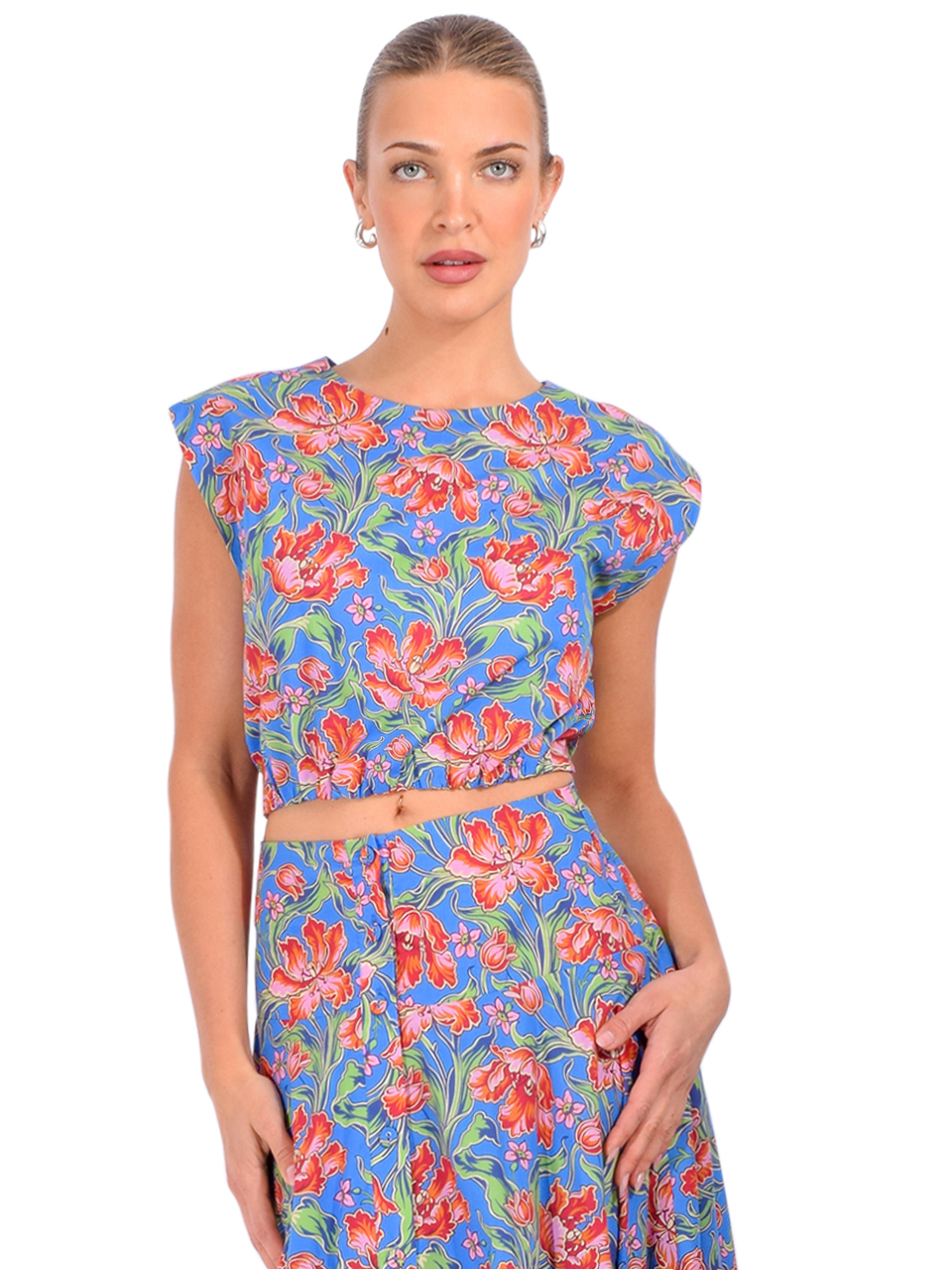 LOVE THE LABEL Cambrie Top in Archive Tulip Liberty Front View 
